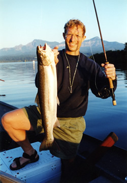 Henry Hughes catching a steelhead